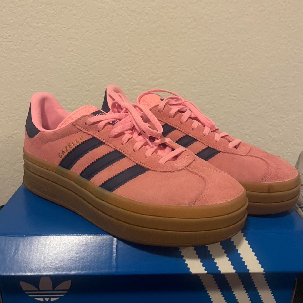Adidas Gazelle Pink and Dark Blue Women's Sneakers - Picture 4 of 6